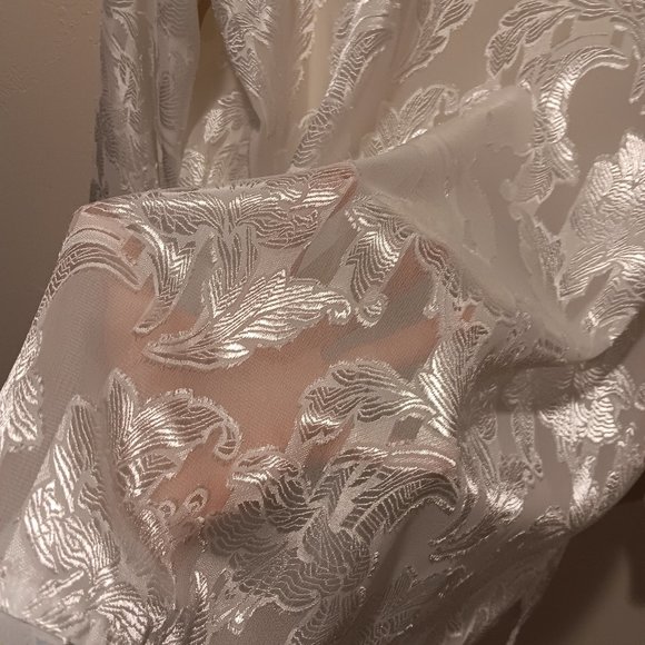 Private Luxuries Womens L Pajama 2-Pc Lounge Wear Set Ivory Sheer Top Satin NWT - Picture 4 of 12